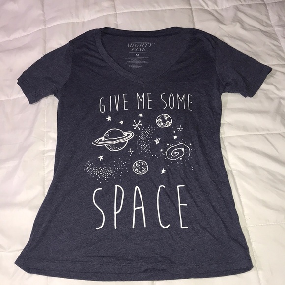 Mighty Fine Other - Dark blue v neck soft shirt (give me some space)